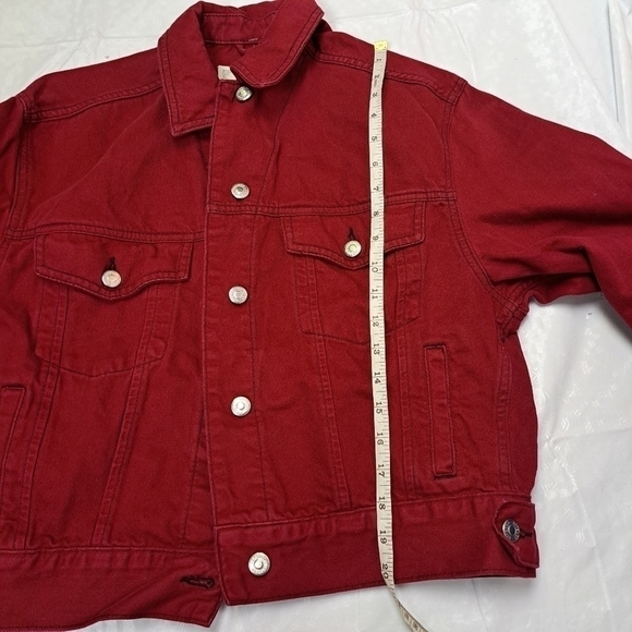 𝅺topshop MOTO Red Boxy Denim Jacket - Picture 12 of 14
